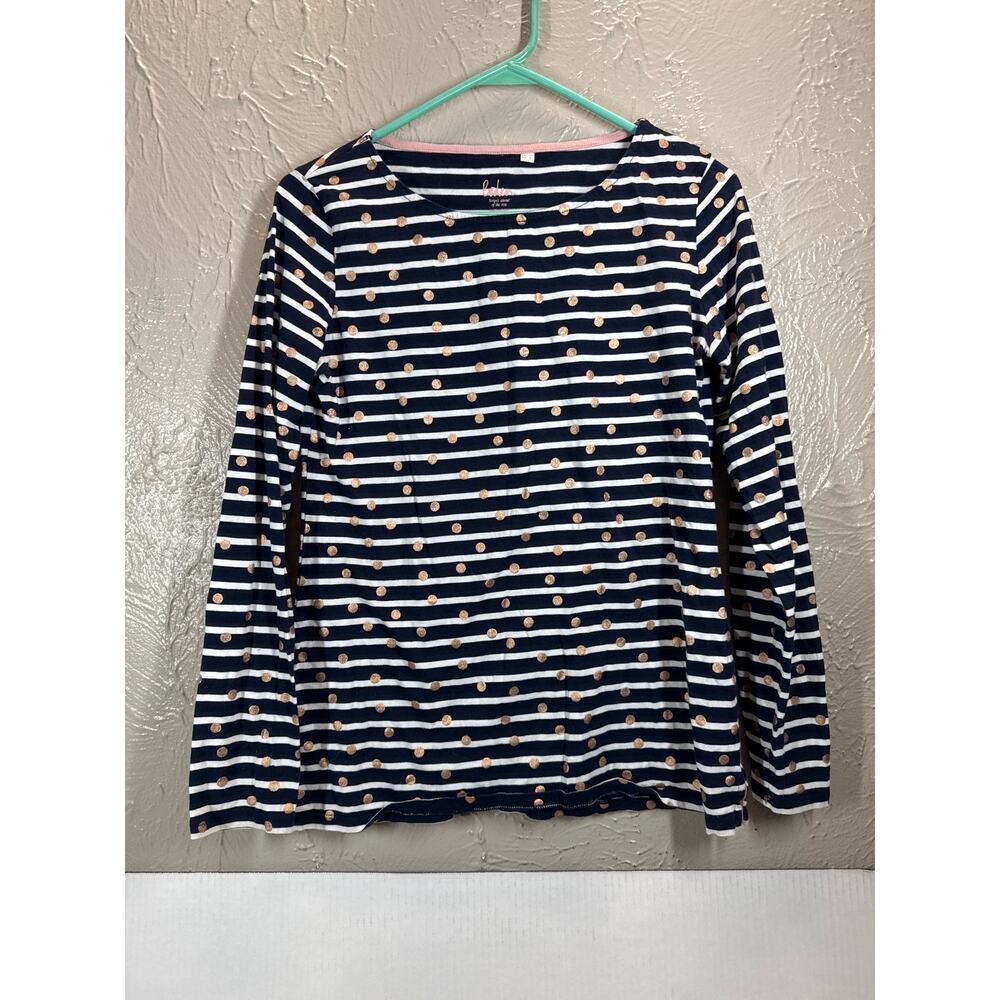 Boden Top Womens Stripes Above The Rest Long Sleeve Polka Dots‎ Shirt Size 8